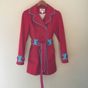 ModCloth Ruby Belle Red Trenchcoat
